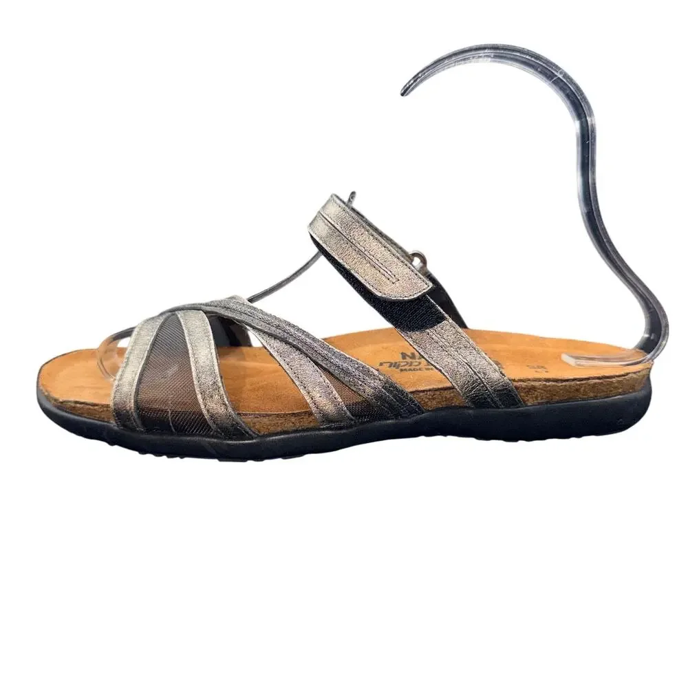 Naot Metallic Strappy Sandals EU 38 US 7 Comfort Walking Hook Loop